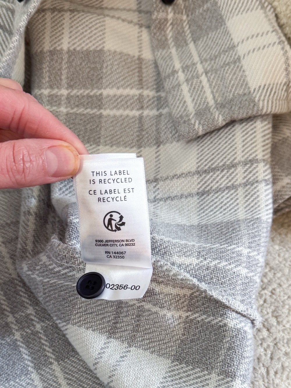 Outerknown Gray & White Plaid Flannel Button-Up Blanket Shirt Dress SP - Picture 6 of 6